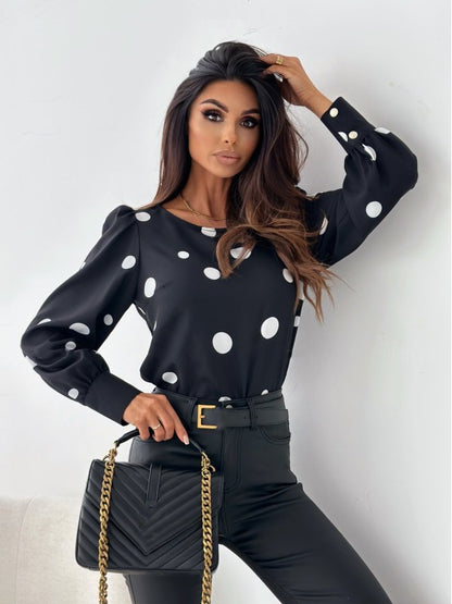 Damen Bluse mit Punkten und puffärmeligem Design Stalluxe