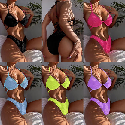 Damen Triangel-Bikini mit Struktur und verstellbaren Trägern Stalluxe