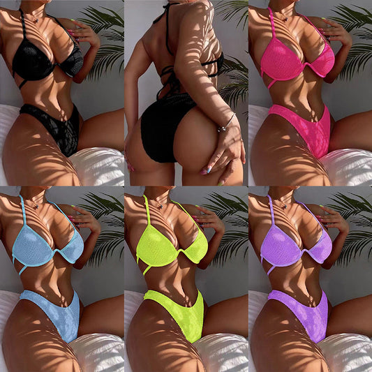 Damen Triangel-Bikini mit Struktur und verstellbaren Trägern Stalluxe