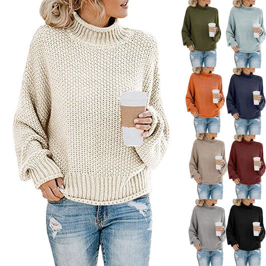 Damen Gemütlicher Pullover mit hohem Kragen und strukturierter Maschenoptik Stalluxe
