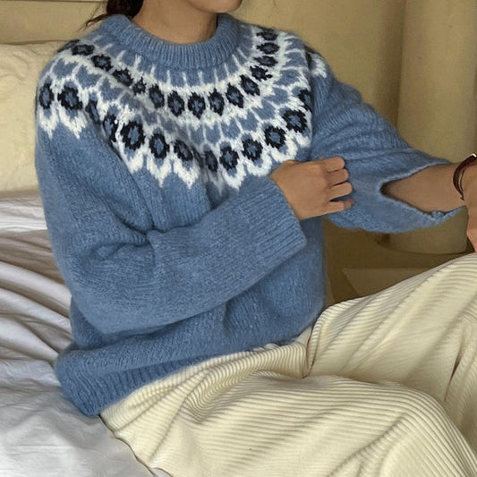 Damen Strickpullover mit traditionellem Norweger-Muster Stalluxe