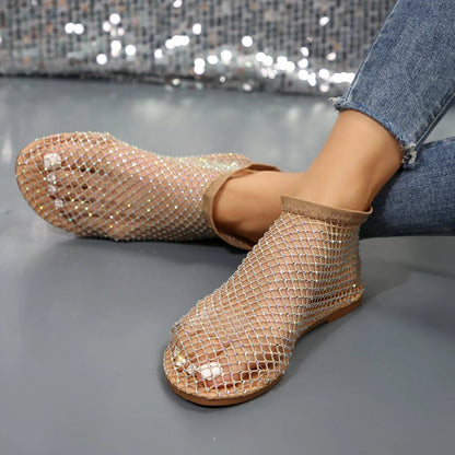Damen modische Mesh-Slipper mit Glitzer-Applikationen Stalluxe