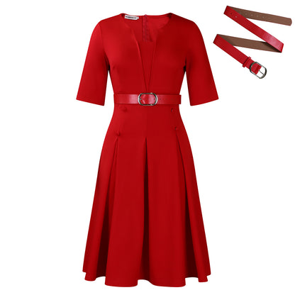 Damen Trägerloses A-Linien-Kleid mit Gürtel und eleganter Taillierung Stalluxe