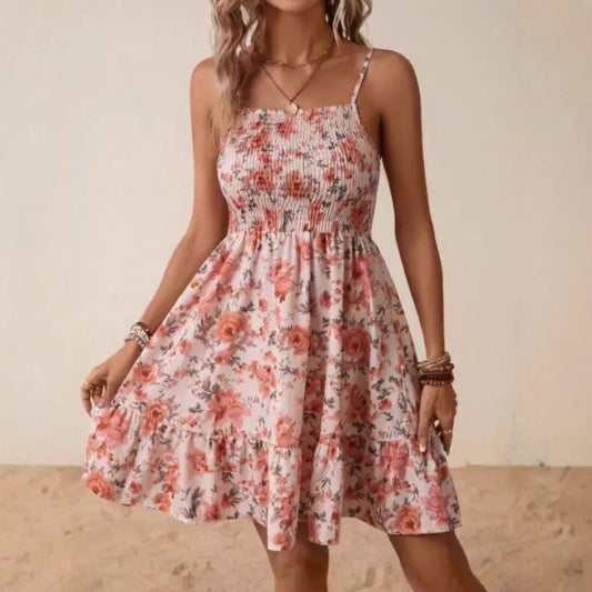 Damen luftiges Sommerkleid mit Rüschen und floralem Design Stalluxe