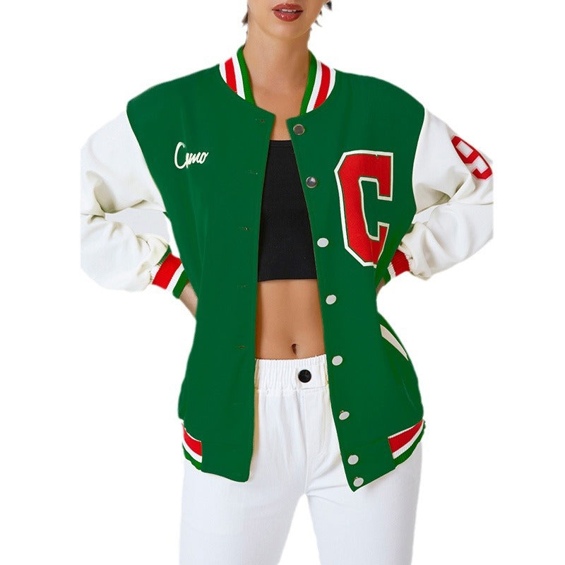 Damen Collegejacke im Vintage-Stil mit Kontrastfarben Stalluxe