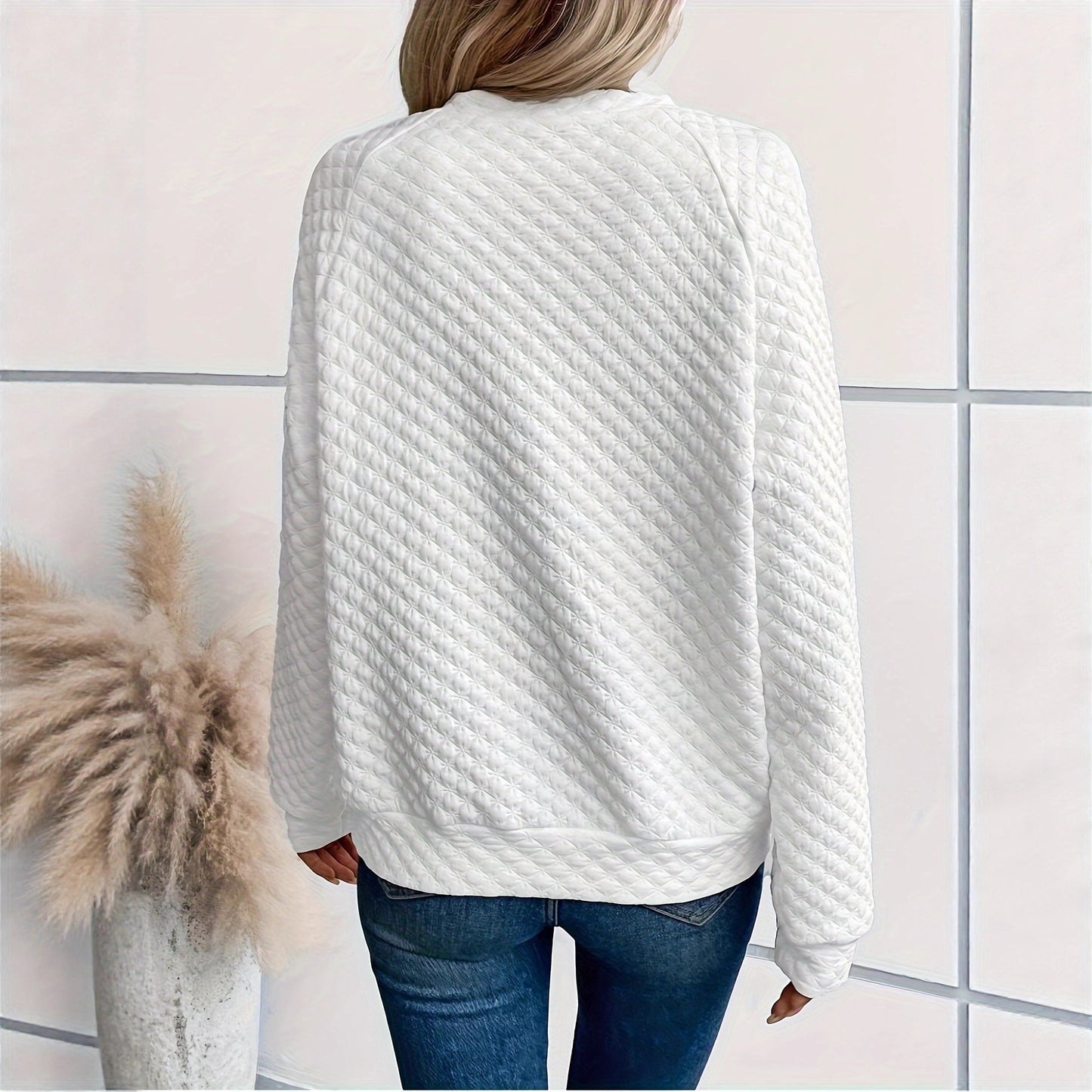 Damen Strickpullover mit strukturiertem Muster und modischem V-Ausschnitt Stalluxe