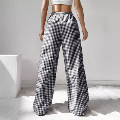 Damen Leichte, lässige Hosen im karo Design mit elastischem Bund und Kordelzug Stalluxe