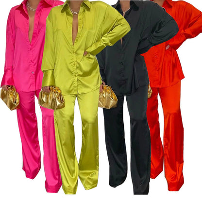 Damen Satin Pyjama-Set mit elegantem Schnitt und luxuriösem Glanz Stalluxe