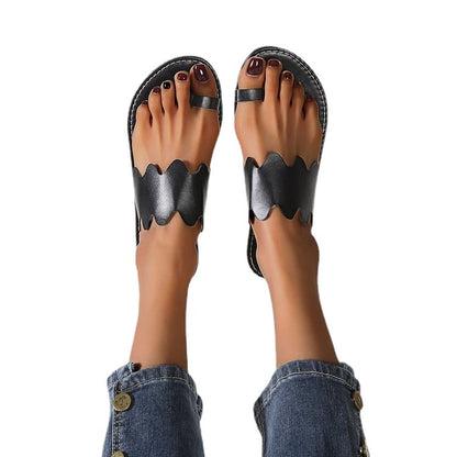 Damen Riemensandalen mit wellenförmigem Design und anatomischer Fußbettgestaltung Stalluxe