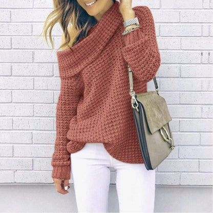 Damen Oversized Strickpullover mit elegantem Schalkragen und strukturiertem Muster Stalluxe