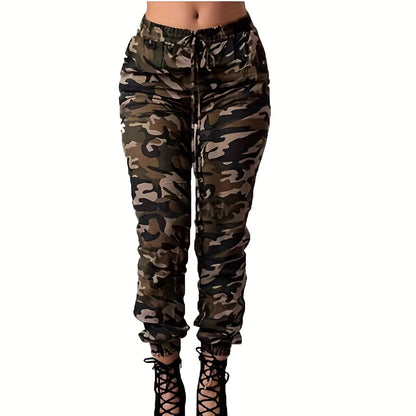 Damen Cargo-Hose mit elastischem Bund und trendigem Camouflage-Muster Stalluxe