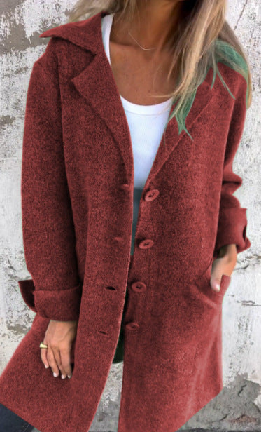 Damen klassischer Wollmantel mit seitlichen Taschen und großer Kapuze Stalluxe