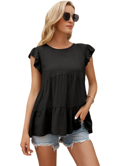 Damen lässige Bluse mit Rüscheneinsatz und voluminösem Schnitt Stalluxe