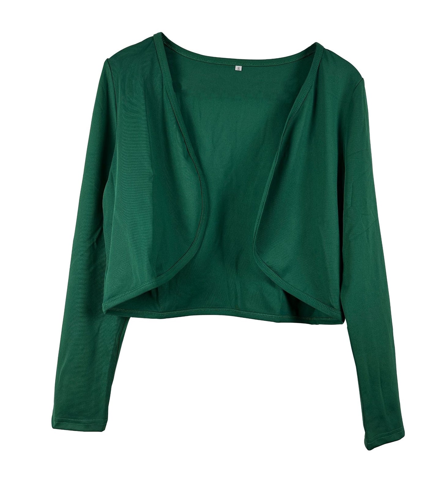 Damen kurz geschnittenes Cardigan mit offenen Schnitt und langen Ärmeln Stalluxe Grün