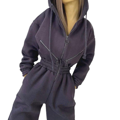 Damen Freizeit-Jumpsuit mit modernem Kapuzen-Design und praktischen Taschen Stalluxe