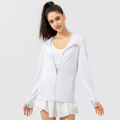 Damen Atmungsaktive Sportjacke mit Kapuze und Reißverschluss Stalluxe