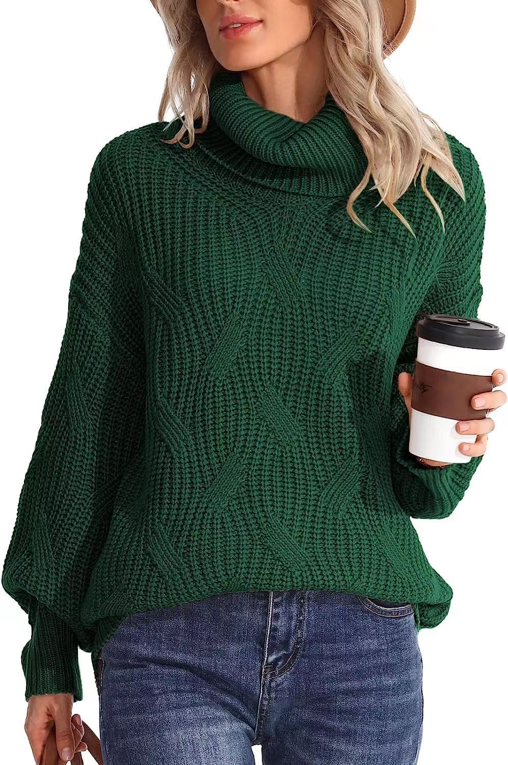 Damen Weicher Strickpullover mit hohem Kragen und Kabelmuster Stalluxe