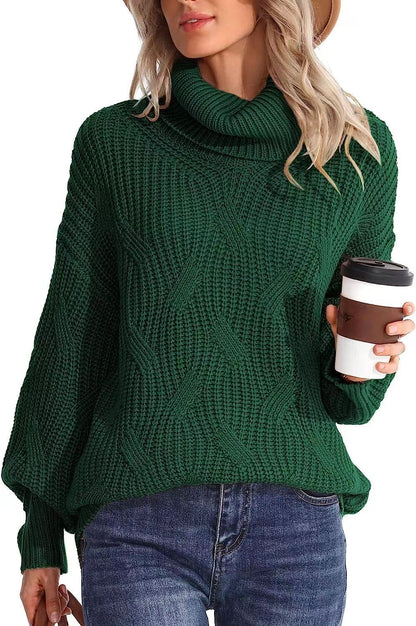 Damen Weicher Strickpullover mit hohem Kragen und Kabelmuster Stalluxe