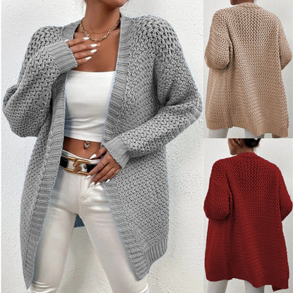 Damen Strickjacke mit offenem Schnitt und luxuriösem Texturmuster Stalluxe