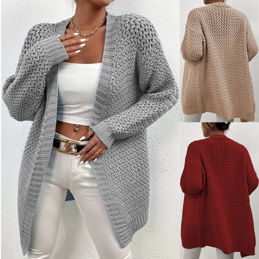Damen Strickjacke mit offenem Schnitt und luxuriösem Texturmuster Stalluxe