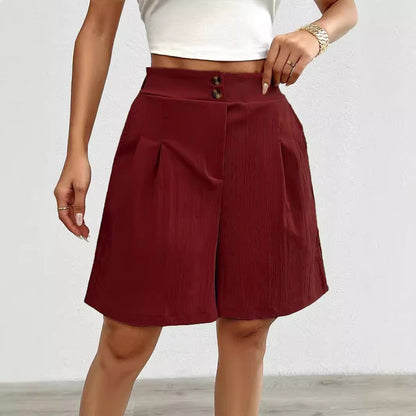 Damen Elegante Shorts mit Knopfverschluss und faltigem Design Stalluxe