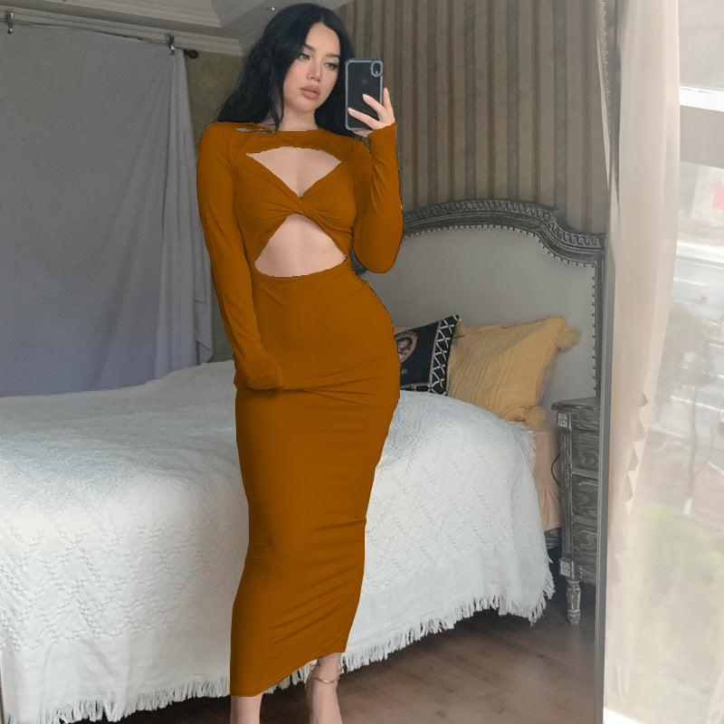 Damen Elegantes asymmetrisches Maxikleid mit Cut-Out-Details Stalluxe