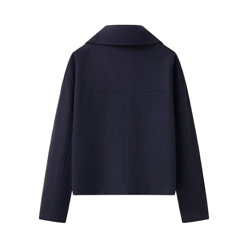 Damen modische cropped Bikerjacke mit doppeltem Knopfverschluss und elegantem Revers Stalluxe