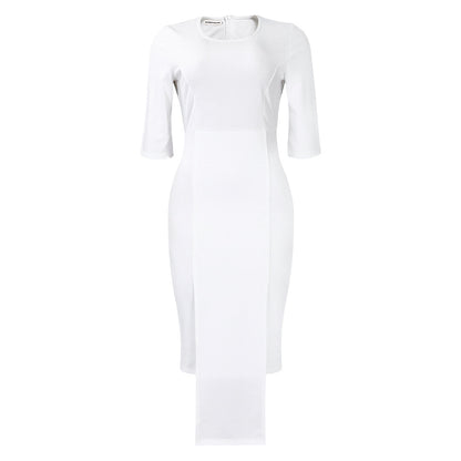 Damen Elegantes Figurformendes Kleid mit asymmetrischem Saum Stalluxe
