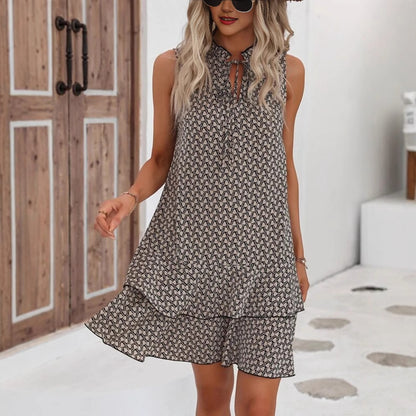 Damen Midi Kleid mit elegantem Stehkragen und moderner Schnürung Stalluxe