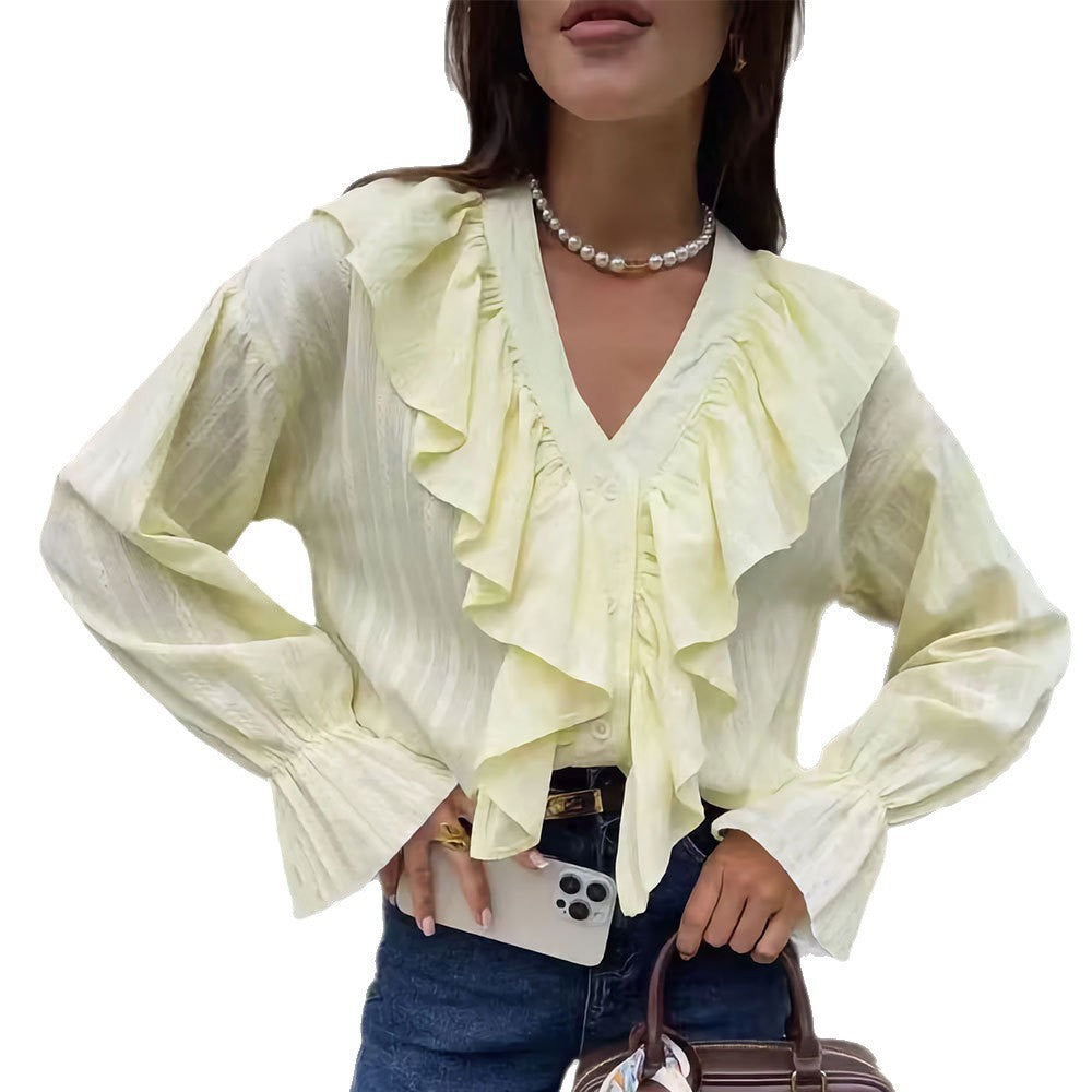 Damen Bluse mit Rüschen und Knopfleiste Stalluxe