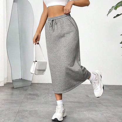 Damen Jersey Midirock mit elastischem Bund und Eingrifftaschen Stalluxe