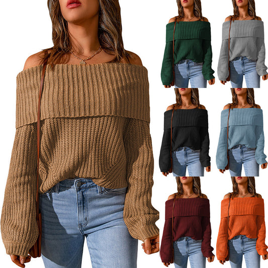 Damen Off-Shoulder Strickpullover Stalluxe