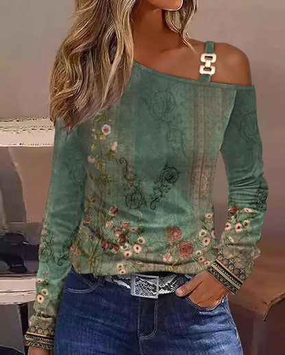 Damen Oberteil mit asymmetrischem Schnitt und floralem Design Stalluxe