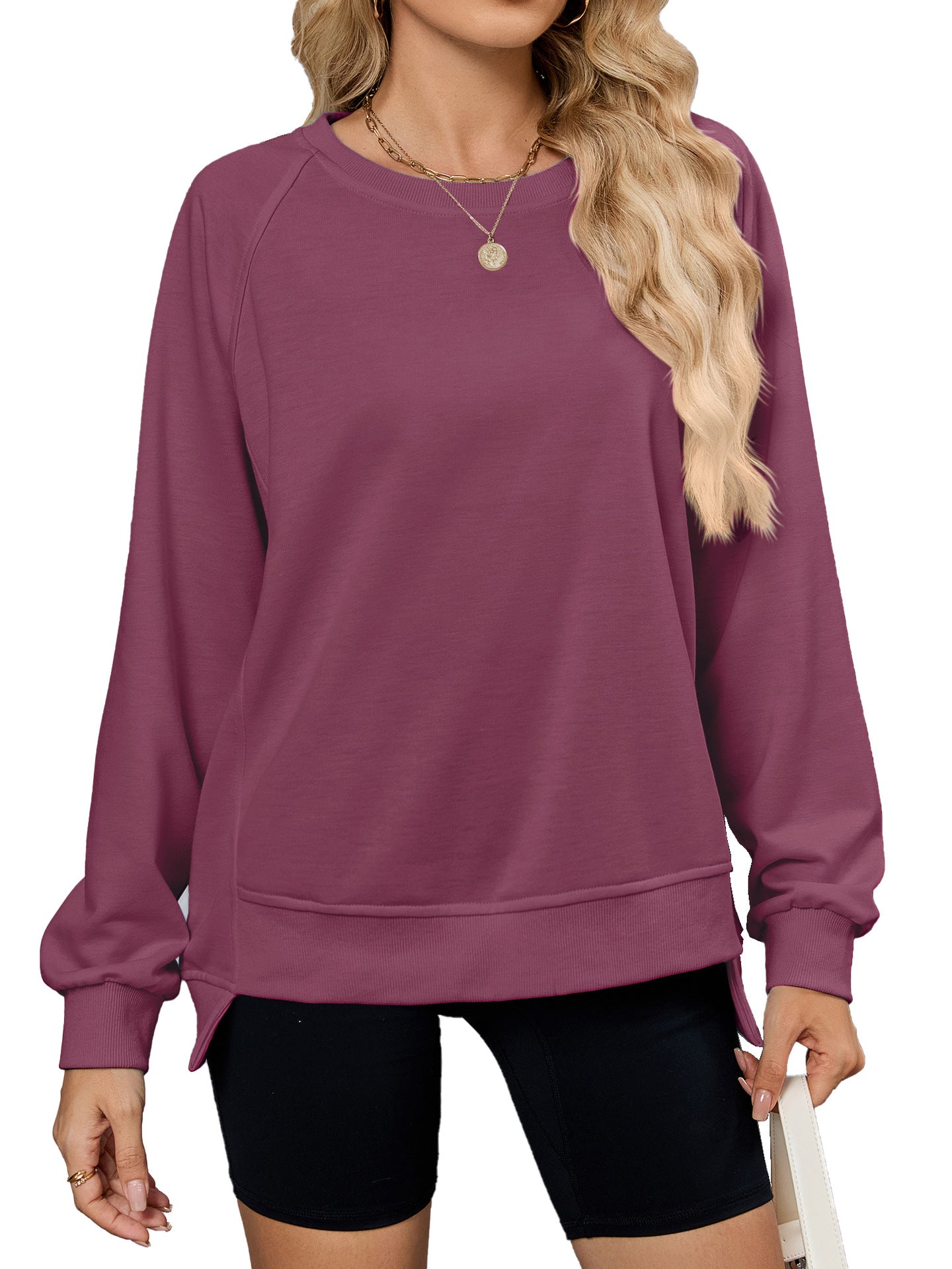 Damen lässiges Sweatshirt mit seitlichen Schlitzen und lässiger Passform Stalluxe