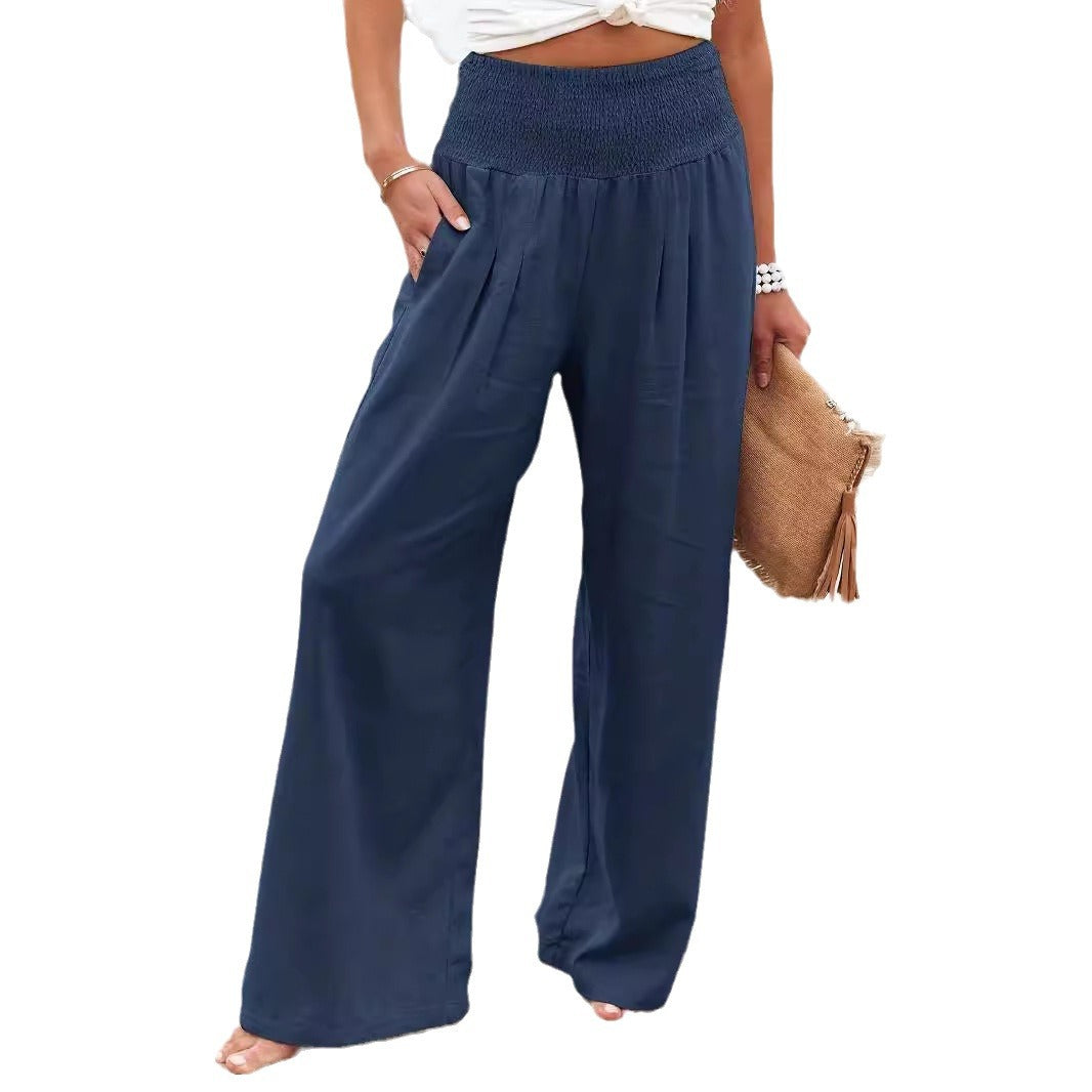 Damen Weite Sommerhose mit elastischem Bund und lockerem Schnitt Stalluxe