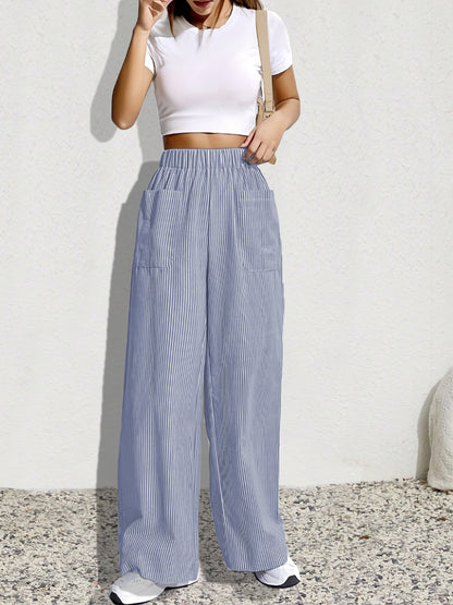 Damen weite Plissee-Hose mit elastischem Bund und praktischen Seitentaschen Stalluxe