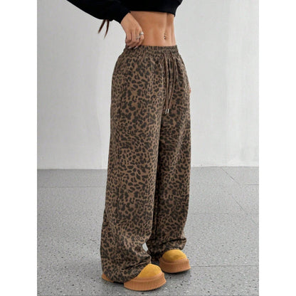 Damen weite Freizeithose mit Leo-Muster Stalluxe