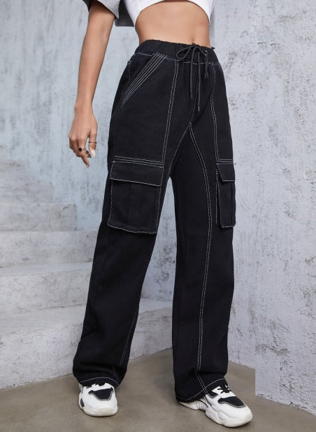 Damen Cargo-Hose mit weitem Bein und praktischen Seitentaschen Stalluxe