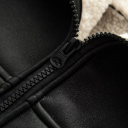 Damen modische Kunstlederjacke mit warmem Fleecefutter und praktischen Taschen Stalluxe