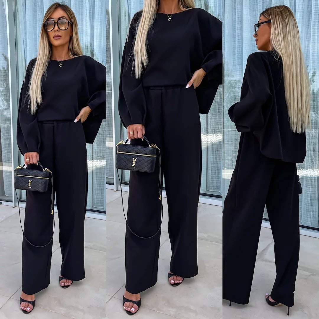 Damen eleganter Jumpsuit mit weitem Schnitt und voluminösen Ärmeln Stalluxe