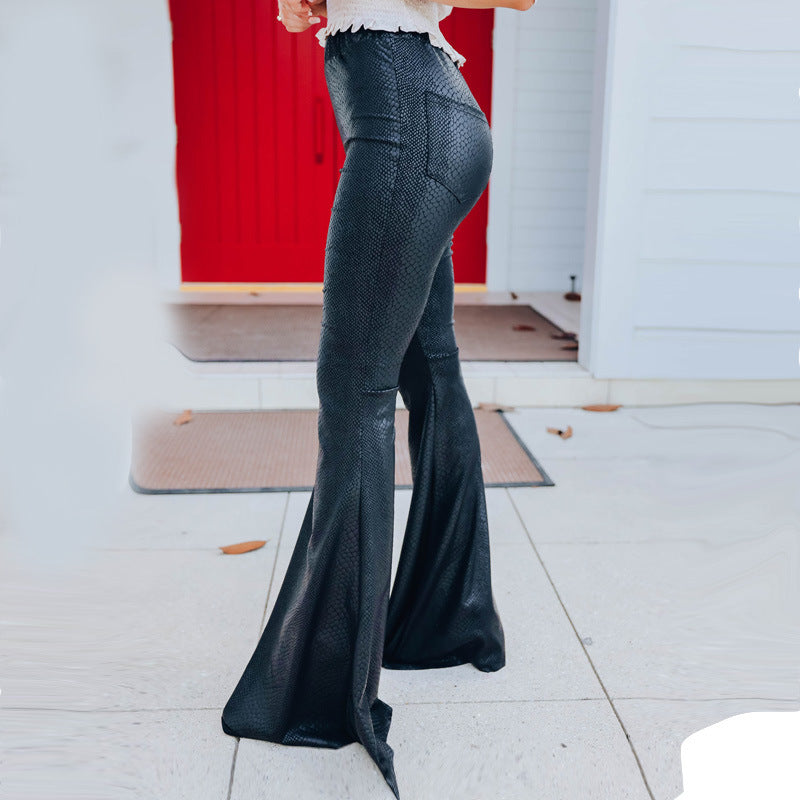 Damen Elegante Schlaghose im Schlangenleder-Look Stalluxe