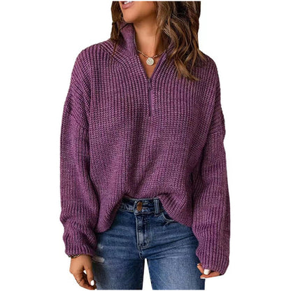 Damen Strickpullover mit kurzem Reißverschluss Stalluxe
