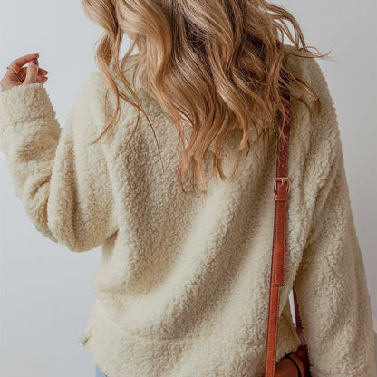 Damen Kuscheliger Fleece-Pullover mit hohem Kragen und weit geschnittenen Ärmeln Stalluxe