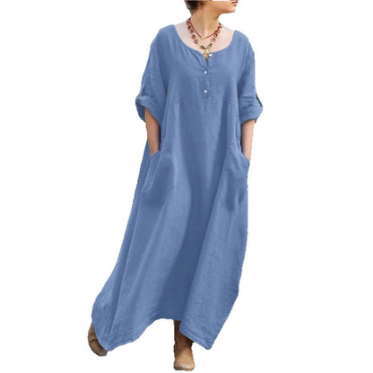 Damen lässiges Maxikleid mit praktischen Taschen und Knopfdetails Stalluxe