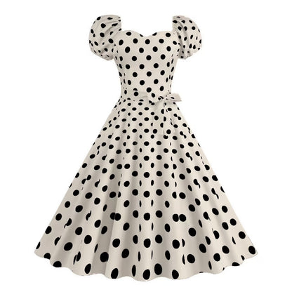 Damen Freizeitkleid mit Puffärmeln und verspieltem Polka-Dots Muster Stalluxe