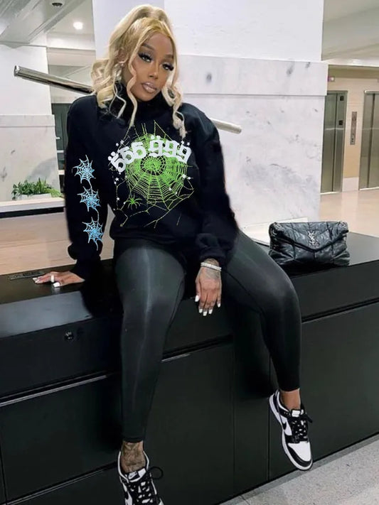 Damen Hoodie mit kreativem Spinnennetzdesign Stalluxe