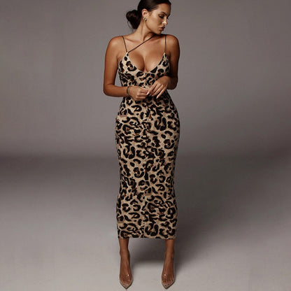 Damen Figurbetontes Maxikleid mit modernen Leo-Print Stalluxe