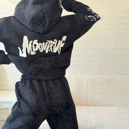 Damen Kapuzenanzug mit sportlichen Akzenten und lässigem Schnitt Stalluxe Schwarz