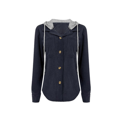 Damen Cargo-Hemdjacke mit Kapuze und modischem Rippstrickdesign Stalluxe