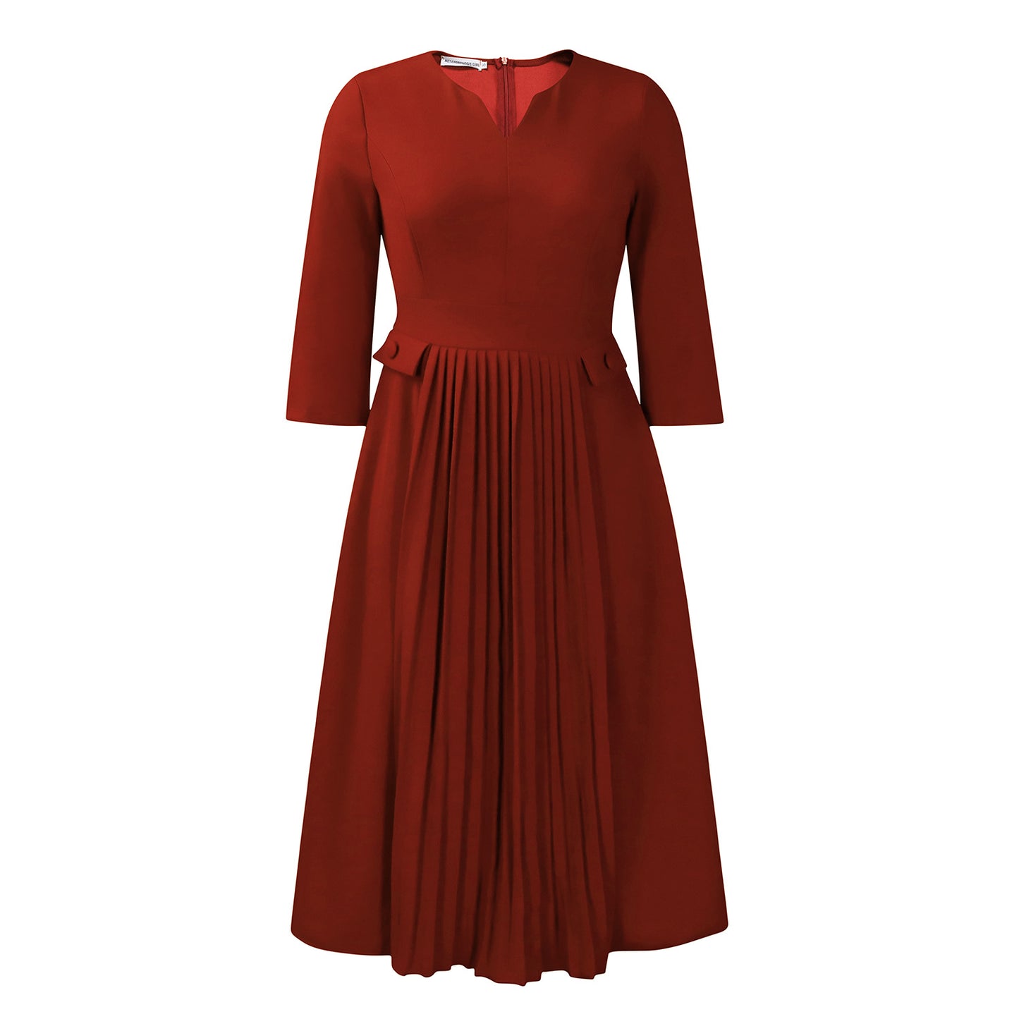 Damen Elegantes Midikleid mit Faltenwurf Stalluxe Braun